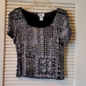 J.B.S. VINTAGE 90'S SHORT SLEEVE METALLIC TOP SIZE M